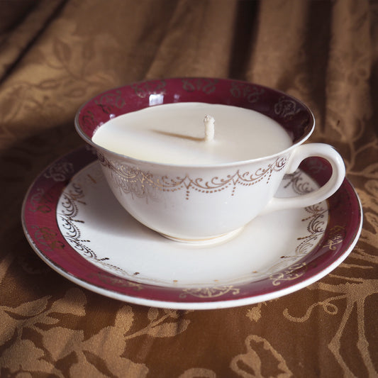 Bougie soleil royal parfum au choix, dans une tasse de collection